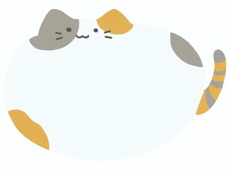 丸い三毛猫のフレーム 猫,三毛猫,フレーム,メモ帳,ふせん,手描き,かわいい,ゆるい,デフォルメのイラスト素材