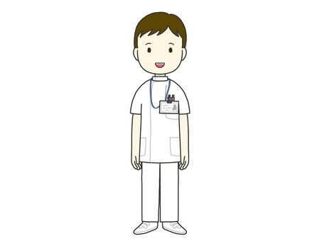 看護師　男性 看護師,男性,男の人,若い,白衣,全身,病院,医療スタッフ,介護士,医療関係者のイラスト素材