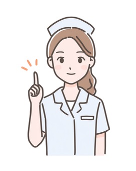 指を立てる女性看護師