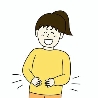 満腹の女性(笑顔) 女性,人物,シンプル,笑顔,満腹,食後のイラスト素材