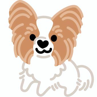 ハート鼻のパピヨン（立つ）1 パピヨン,犬,動物,ハート,鼻,立つ,シンプル,かわいい,キュート,デフォルメのイラスト素材