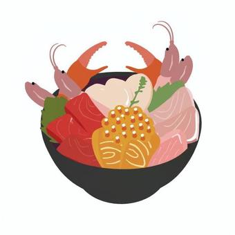 海鮮丼 小学校,中学校,高校,教材,授業,社会,海鮮丼,魚介丼,鳥取県,海産物のイラスト素材