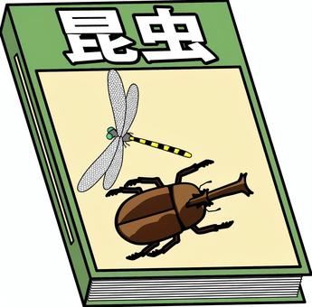 昆虫図鑑 図鑑,学習,昆虫,カブトムシ,トンボ,本,書籍,表紙,デフォルメ,線画のイラスト素材