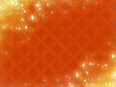 七宝模様の朱色光背景（和柄・高級感） 和柄,七宝,和紙風,背景,朱色,赤,光,上品,華やか,和風のイラスト素材