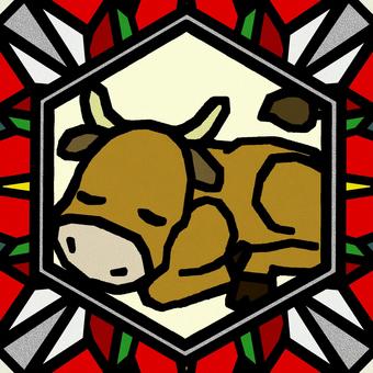 シームレスなモザイク　干支　丑　o  丑,牛,ウシ,干支,動物,正月,年賀状,カラフル,華やか,明るいのイラスト素材