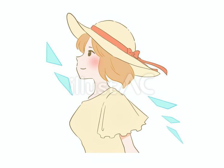 涼しそうな予感 女性,人物イラスト,帽子のイラスト素材