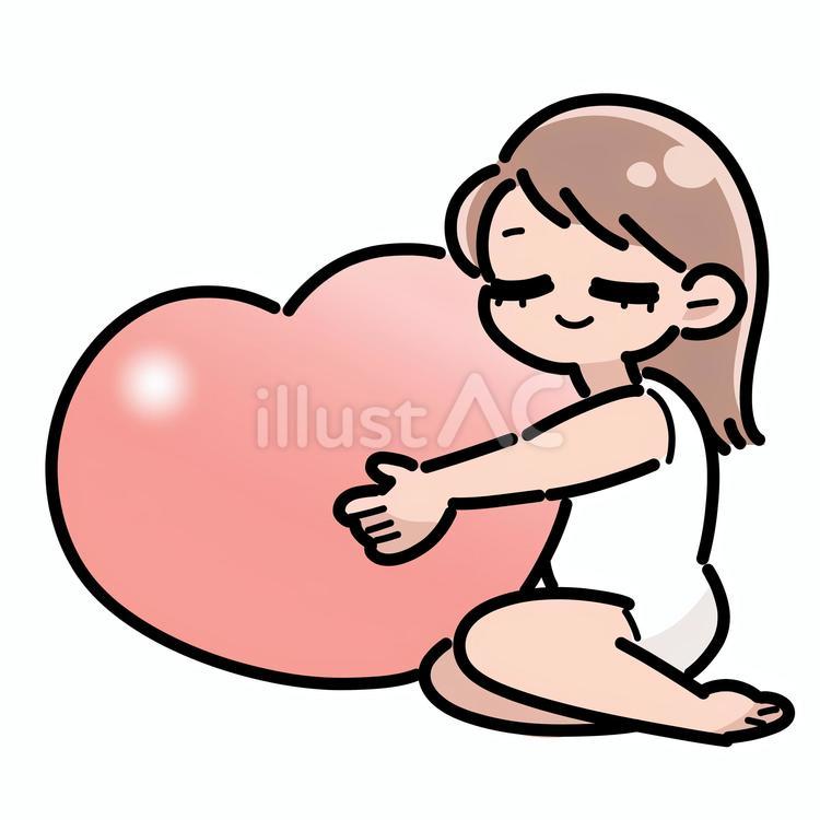ハートを抱く女性 ハート,女性,メンタルヘルスのイラスト素材