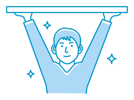 何かを持ち上げる 若い男性イラスト 支える,持ち上げる,男性,日本人,重い,人物,上半身,忍耐,負担,板のイラスト素材