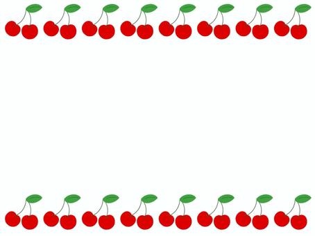サクランボのフレ−ム サクランボ,さくらんぼ,チェリー,フレ−ム,ポストカード,メッセージカード,背景なしのイラスト素材