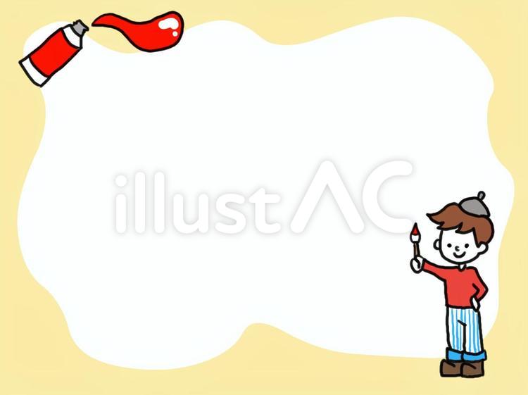 芸術のフレーム 男の子,人物,絵描きのイラスト素材