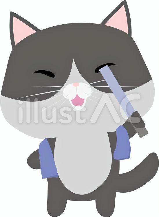 ファン_はちわれ ファン,猫,はちわれのイラスト素材