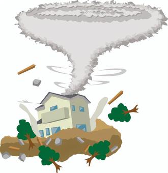 竜巻家屋被害 竜巻,家屋,一軒家,被害,樹木,石,飛ぶ,大気,災害,脅威のイラスト素材