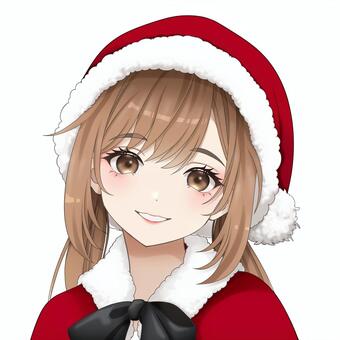 サンタ服の女の子③ミルクティーベージュ サンタさん,サンタクロース,コスプレ,女子,女の子,美少女,萌え,アイコン,かわいい,フリーのイラスト素材