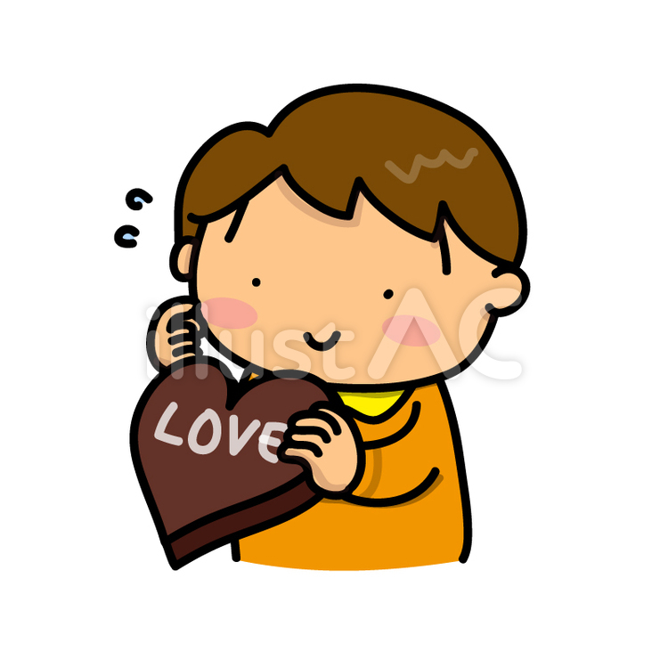 チョコをもらって照れる男の子 チョコレート,バレンタインデー,チョコのイラスト素材