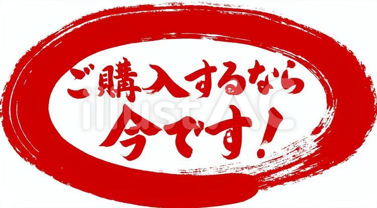 筆文字『購入するなら今』｜フリー無料素材 筆字,筆文字,筆書きのイラスト素材
