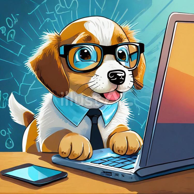 メガネをかける子犬 犬,子犬,かわいいのイラスト素材
