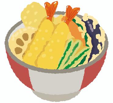 天丼 天丼 天丼,丼,天ぷら,食事,米,和食,どんぶり,丼物,天麩羅,えび天のイラスト素材
