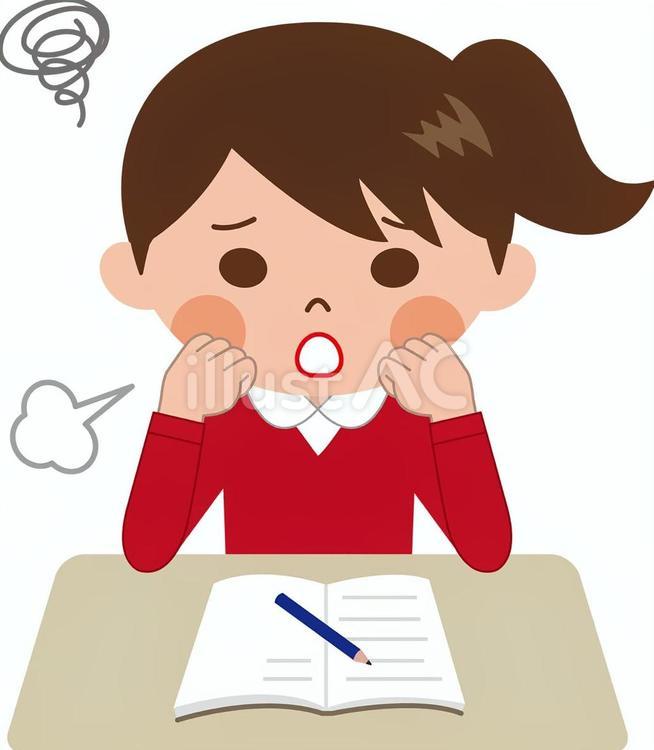 授業中の風景（女の子14）ため息 子供,人物,女の子のイラスト素材