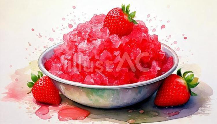 いちごのかき氷 いちご,ストロベリー,食べ物のイラスト素材