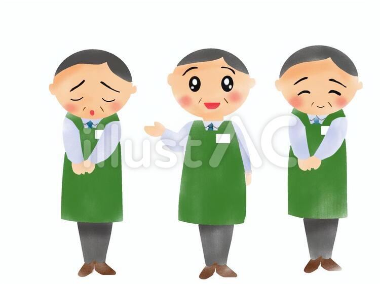 年配男性店員さん 男性,年配,店のイラスト素材