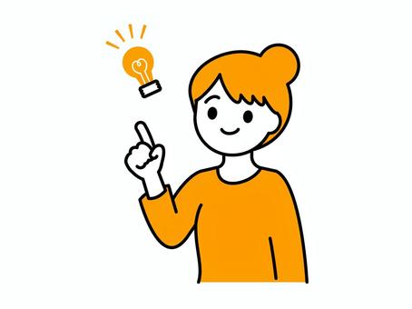 閃いた・アイデアが浮かんだ女性01 人物,女性,20代,30代,40代,アイデア,ひらめき,思いつき,知恵,解決のイラスト素材