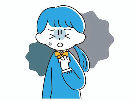 体調不良の女子学生 体調不良,学生,女性,10代,制服,中学生,高校生,苦しい,辛い,不安のイラスト素材