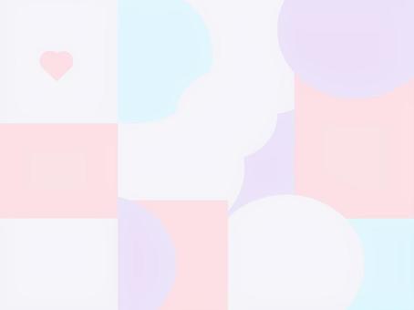 ゆめかわ図形のランダム背景（ピンク） ゆめかわ,背景,丸,四角,幾何学,かわいい,ハート,パステル,淡い,おしゃれのイラスト素材