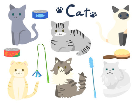 Illustration, gato, animal, y linda, 