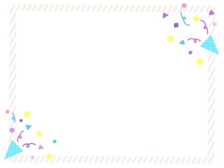 水色の水玉クラッカーとボーダーフレーム