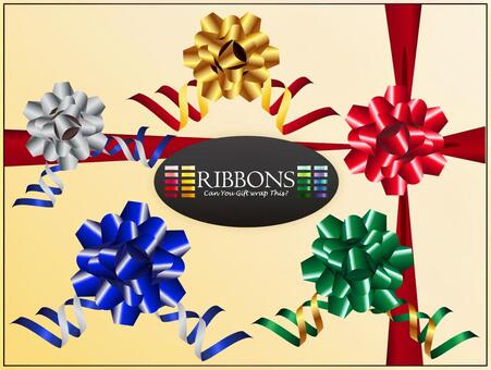 L-0326：リボン13 リボン,飾り,装飾,ラッピング,包装,イベント,赤,青,金,銀のイラスト素材