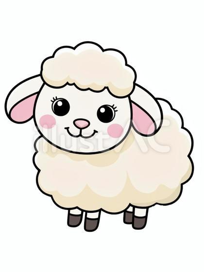 白バックに可愛らしい羊