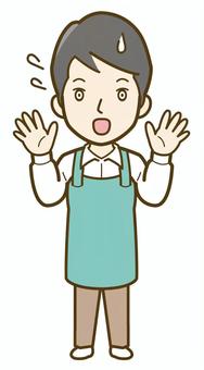 驚く男性店員_25 ビジネス,男性,人物,人,介護,キッチンカー,カフェ,仕事,かわいい,シンプルのイラスト素材