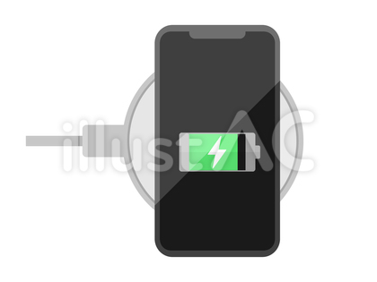 ワイヤレスで充電中のスマホ