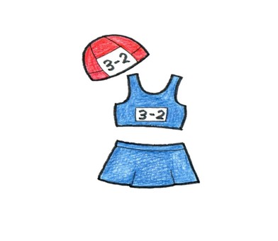 Illustration, bathing suits, swimming cap, number, 