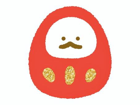 かわいい手描きだるま／キラキラグリッター