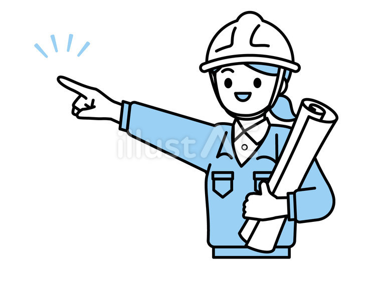 設計図を抱えて指差す女性建築士03 人物,女性,20代のイラスト素材