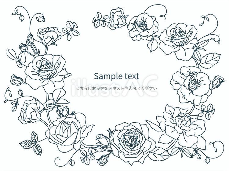 薔薇の線画フレーム 薔薇,花,線画のイラスト素材