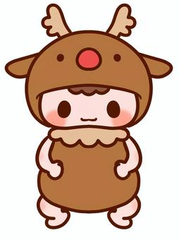 クリスマス赤ちゃん（トナカイ） クリスマス,赤ちゃん,トナカイ,着ぐるみ,衣装,イベント,行事,仮装,可愛い,女の子のイラスト素材