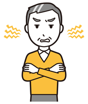 ニット中年男性(黄)-144-バスト  ニット中年男性(黄)-144-バスト 腕組み,怒る,おじさん,男性,中年,お父さん,パパ,シニア,ミドルエイジ,人物のイラスト素材