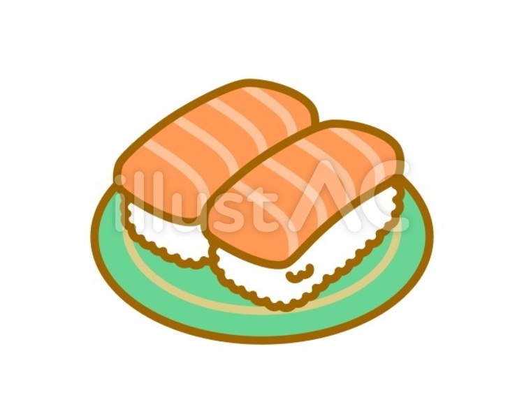 回転ずし　サーモン　緑 サーモン,回転ずし,寿司のイラスト素材