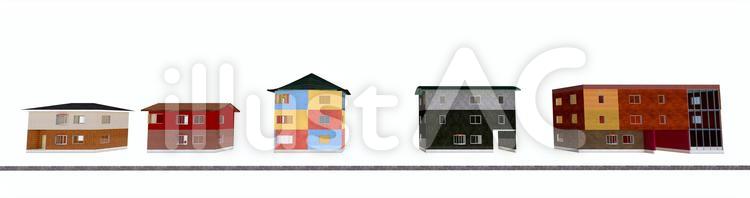 建物　　街並みパース　正面図2 建物,パース,建築物のイラスト素材