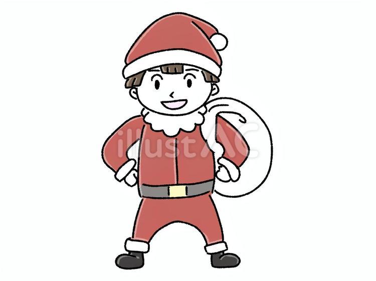 サンタの格好をしてポーズをとる男の子 サンタクロース,服,子供のイラスト素材
