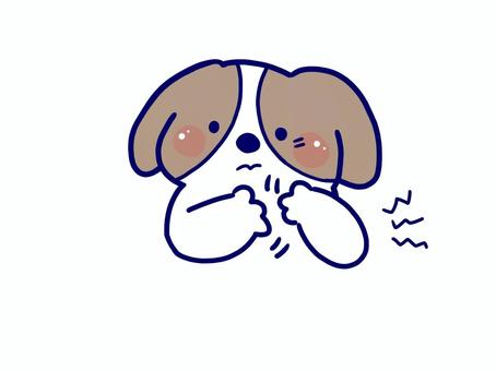 痒くて掻きむしるキャバリア 犬,キャバリア,痒い,掻く,虫刺され,炎症,小型犬,中型犬,家庭犬,手描きのイラスト素材