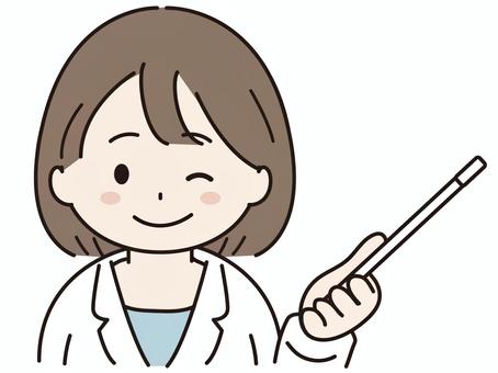 指差し棒で説明する女性医師 医師,薬剤師,指差し棒,紹介,ポイント,注目,おすすめ,勉強,指差し,女性のイラスト素材