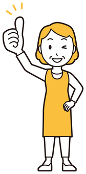  エプロンおばちゃん(黄)-080-全身