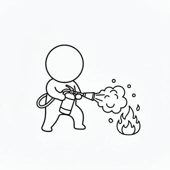 消火棒人間 棒人間,人,シルエット,人間,消火器,消火のイラスト素材