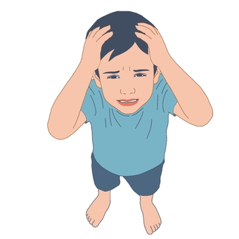 頭をかかえる男の子 人,子供,カラー,男の子,頭をかかえるのイラスト素材