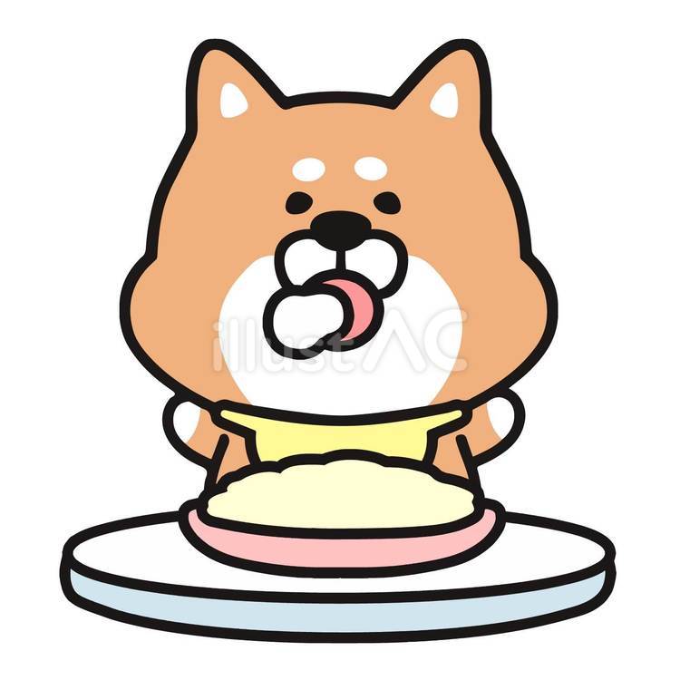 赤ちゃんのごはん_01 犬,柴犬,動物のイラスト素材