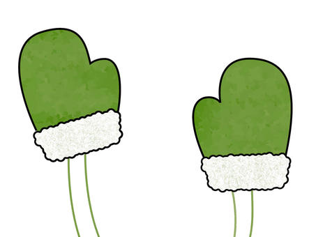 シンプルな手袋　グリーン シンプル,手袋,防寒具,紐,黒線,冬,グリーンのイラスト素材