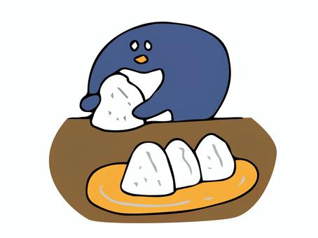 Illustration, penguin, rice ball, muscles, 